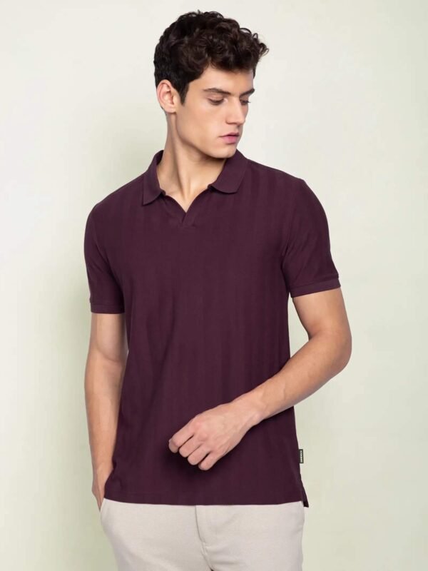 Damensch Men Solid Polo Purple T-Shirt
