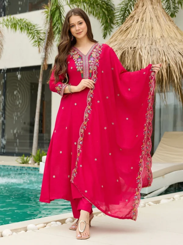 Embroidered Kurta, Trouser/Pant & Dupatta Set