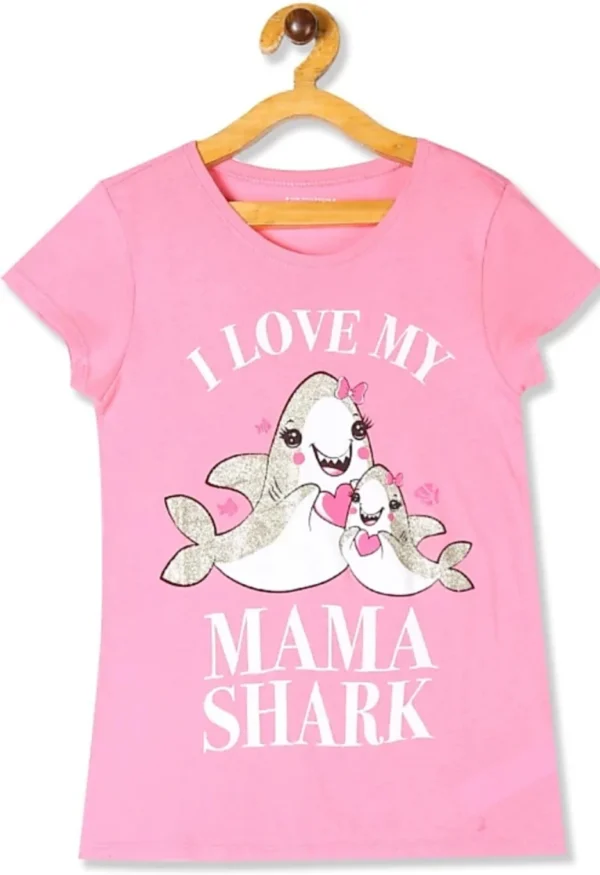 M Queen Girls Typography, Printed Cotton Blend Regular T Shirt (Pink, Pack of 1)