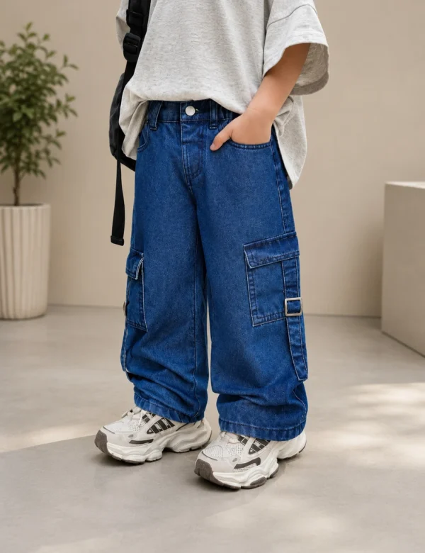 LIBAFIYA Boys Relaxed Fit Mid Rise Blue Jeans