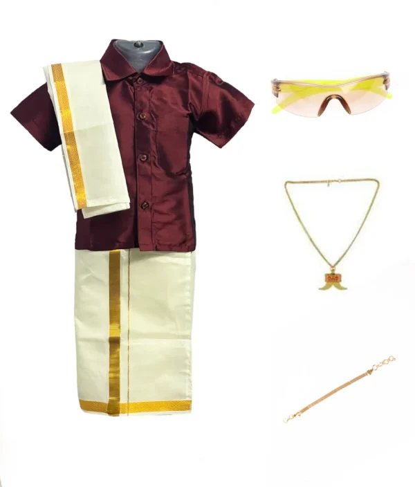 bhandari fashion Boys Formal Shirt & Dhoti Set (Maroon Pack of 1)
