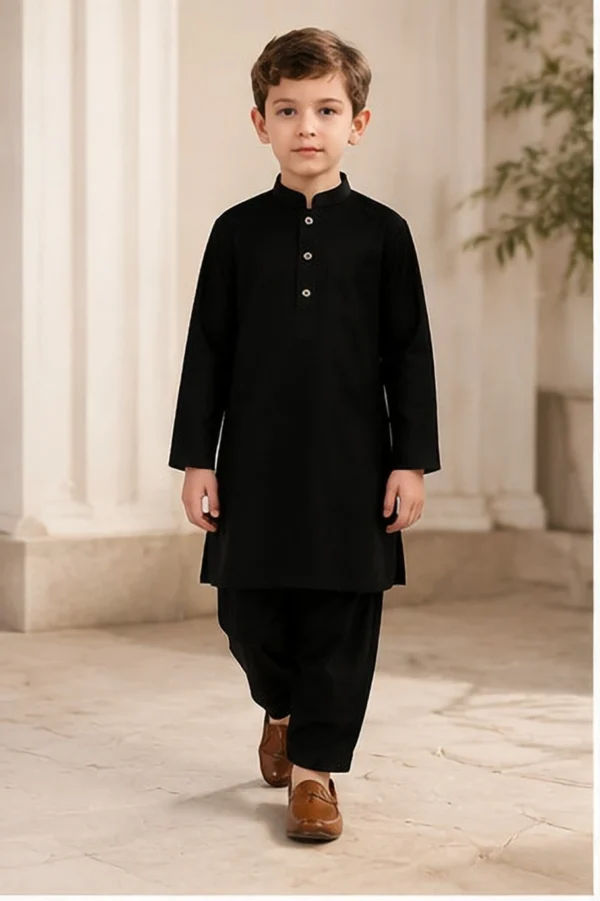 StylaEdge Boys Festive & Party Kurta and Pyjama Set (Black Pack of 1)