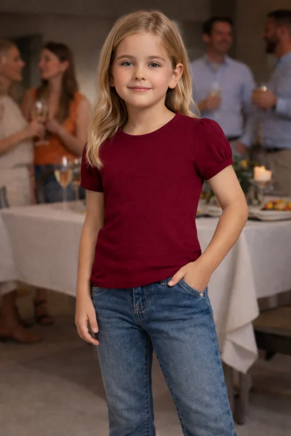 Fun fashion Girls Casual Cotton Lycra Blend Top (Maroon, Pack of 1)