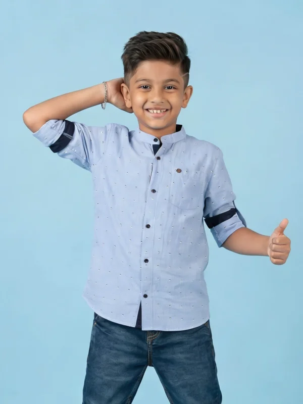 KiddoPanti Boys Regular Fit Printed Button Down Collar Casual Shirt