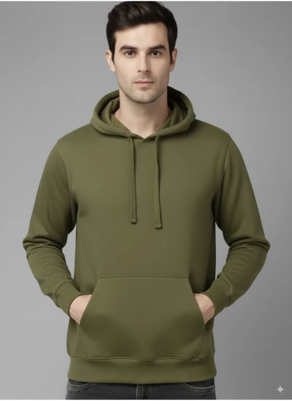 NUNO Men Full Sleeve Solid Hooded Sweatshirt