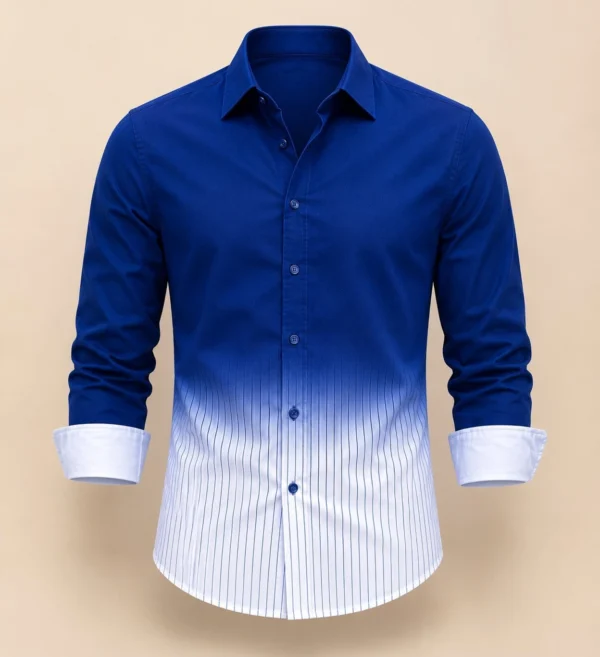 Inspiration Men Regular Fit Dyed/Ombre Ribbed Collar Casual Shirt